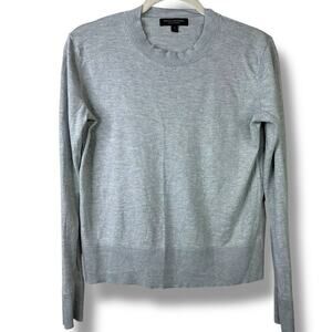 Banana Republic Heather Gray Lightweight Silk Cashmere Ribbed Crewneck Sweater